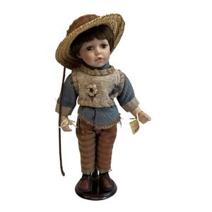 Danny Collectible Porcelain Doll Boy‎ Straw Hat Striped Pants
